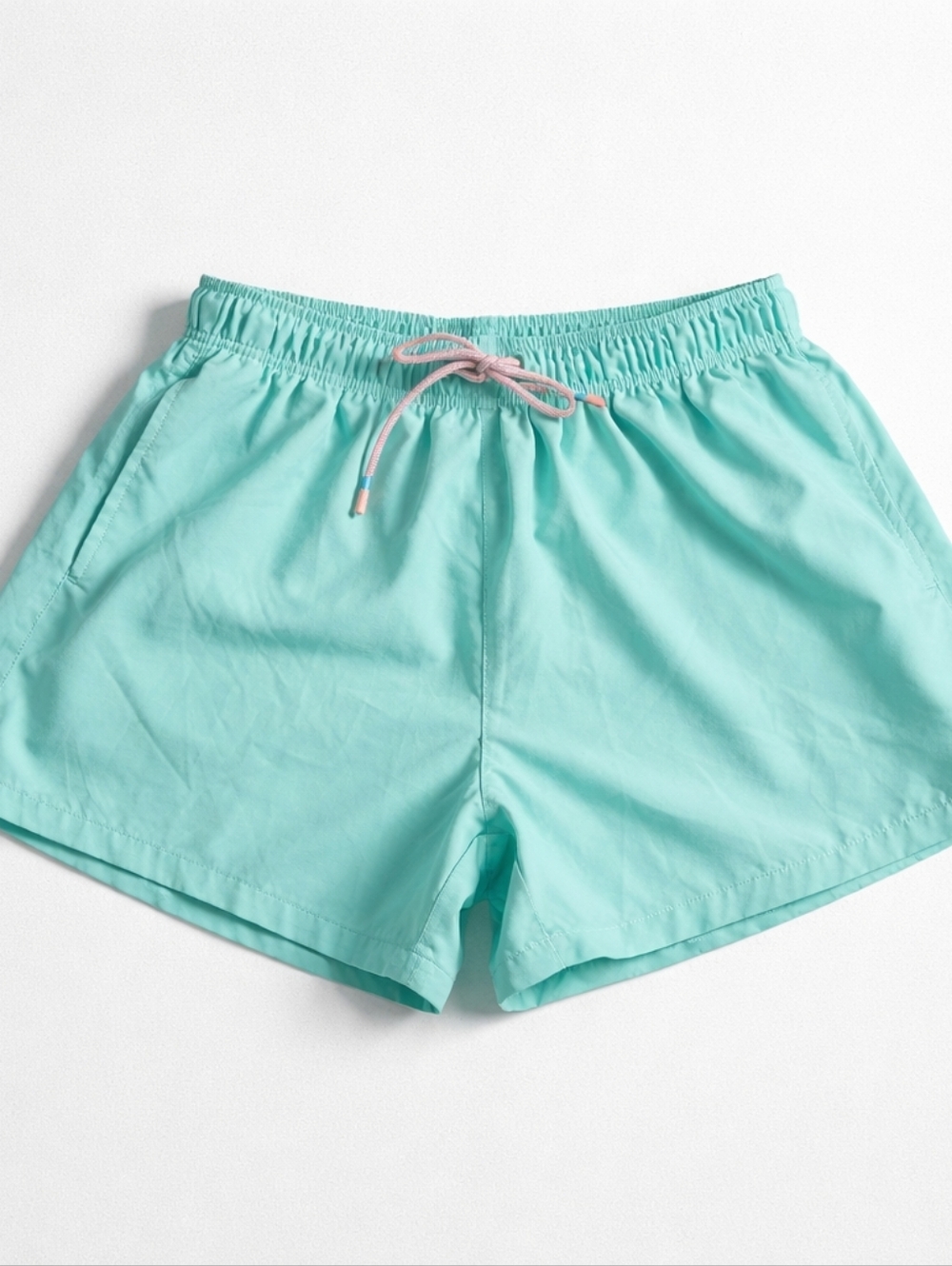 Women's MInt Green Elastic-Waist Athletic Shorts with Drawstring -Large